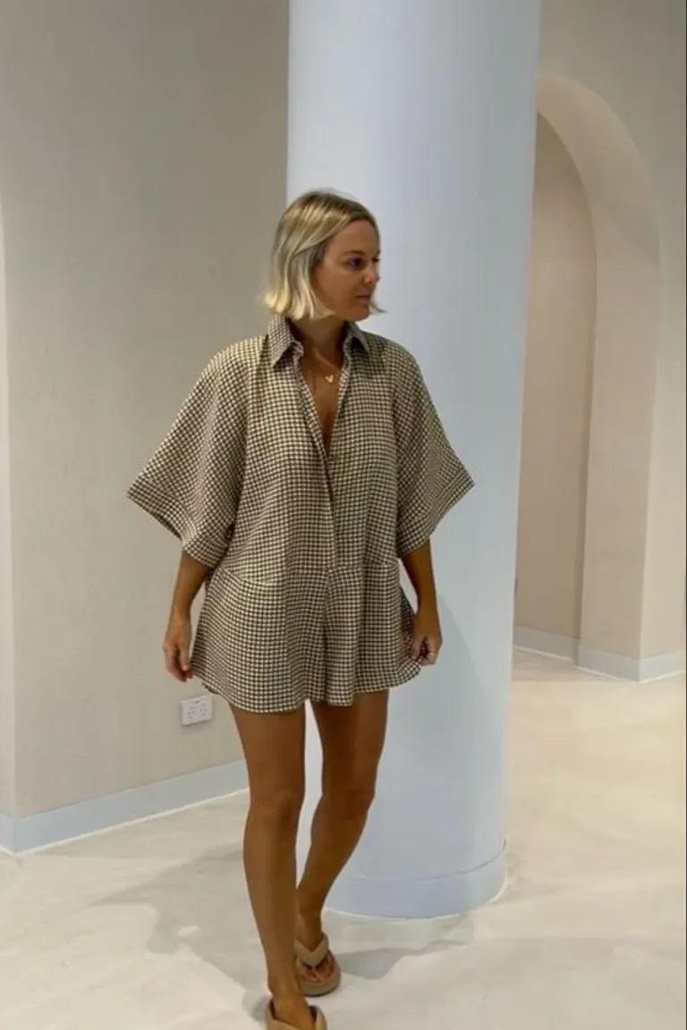 Elegante Conjunto Oversize en Cuadros Vichy para Verano de ootd para argentina