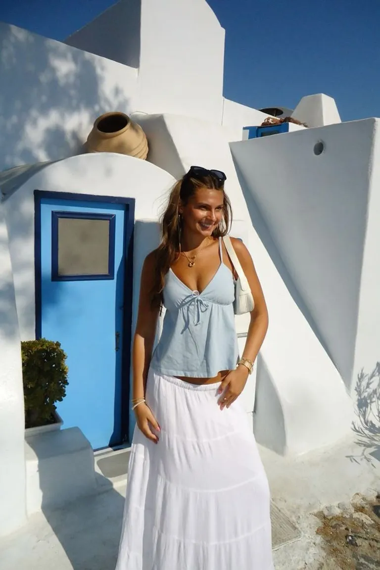 Vestido Blanco Veraniego Estilo Mediterráneo de ootd para argentina