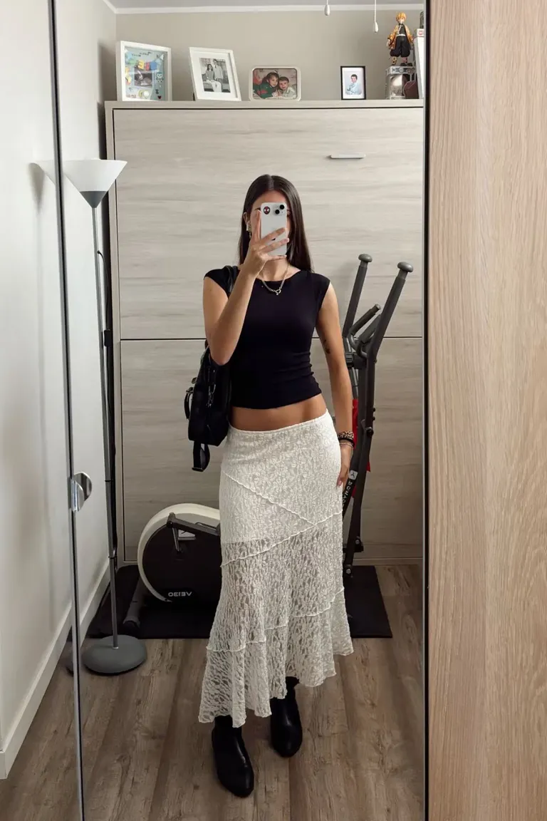 Falda de Encaje Blanco: Elegancia Bohemia para el Verano de ootd para argentina