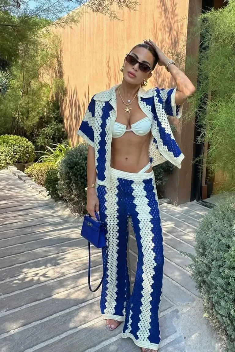 Vestido Veraniego con Estampado Zigzag en Azul y Blanco de ootd para argentina