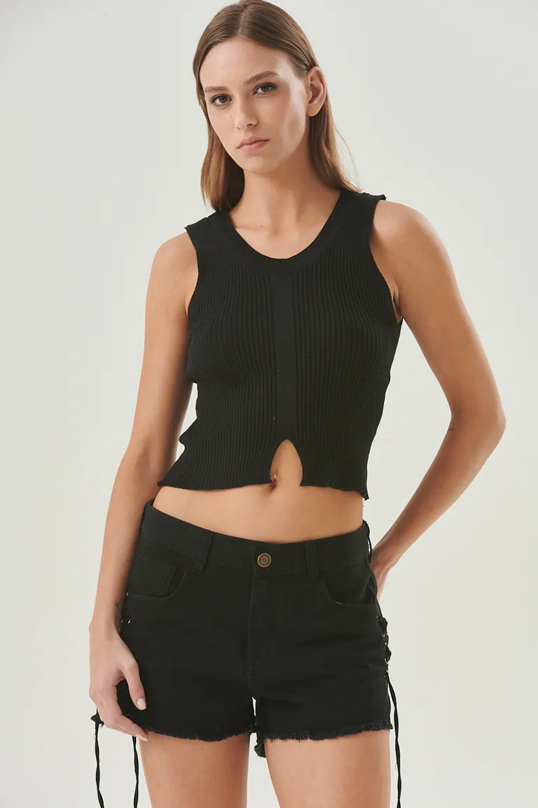 Top sin mangas de corte único con detalle de abertura en el frente de Sweet en Tops para argentina