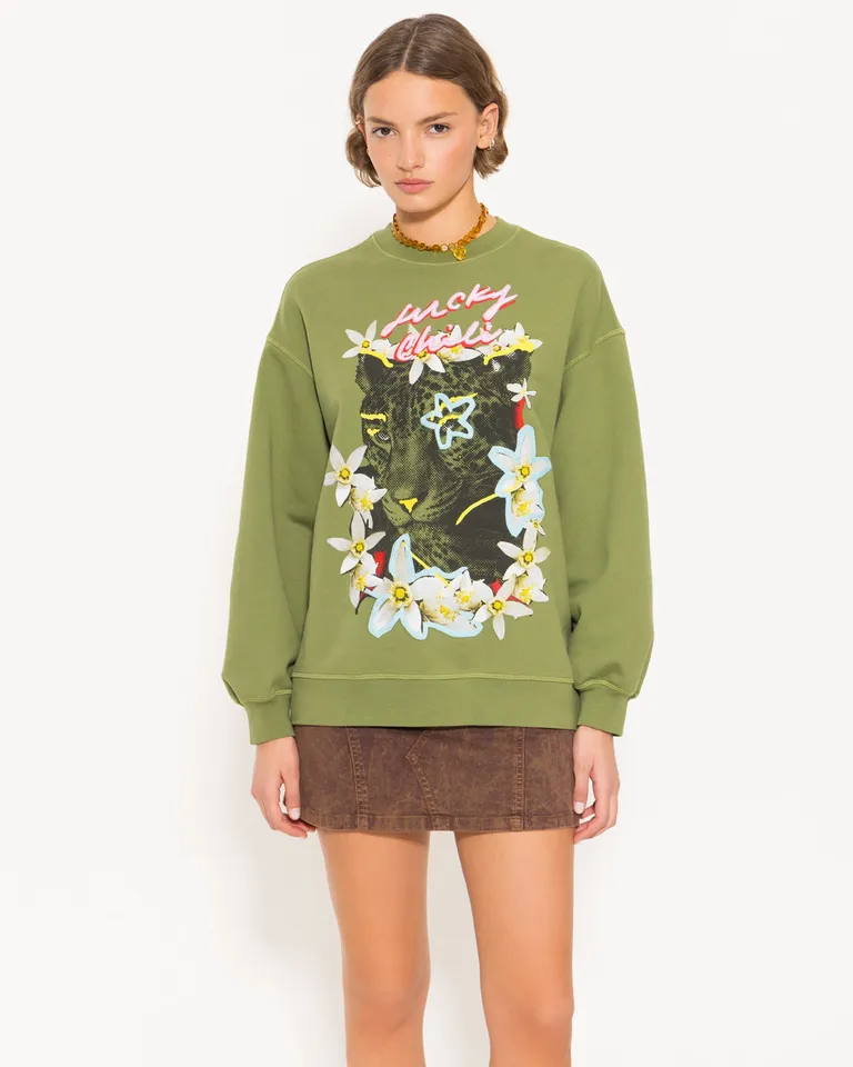 Buzo oversize de algodón con estampado de tigre de Jazmin Chebar en Buzos y Sweaters para argentina