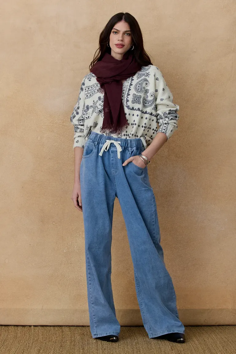 Pantalón de denim holgado con elástico y bolsillos para un estilo casual y cómodo de Indiastyle en Pantalones para argentina