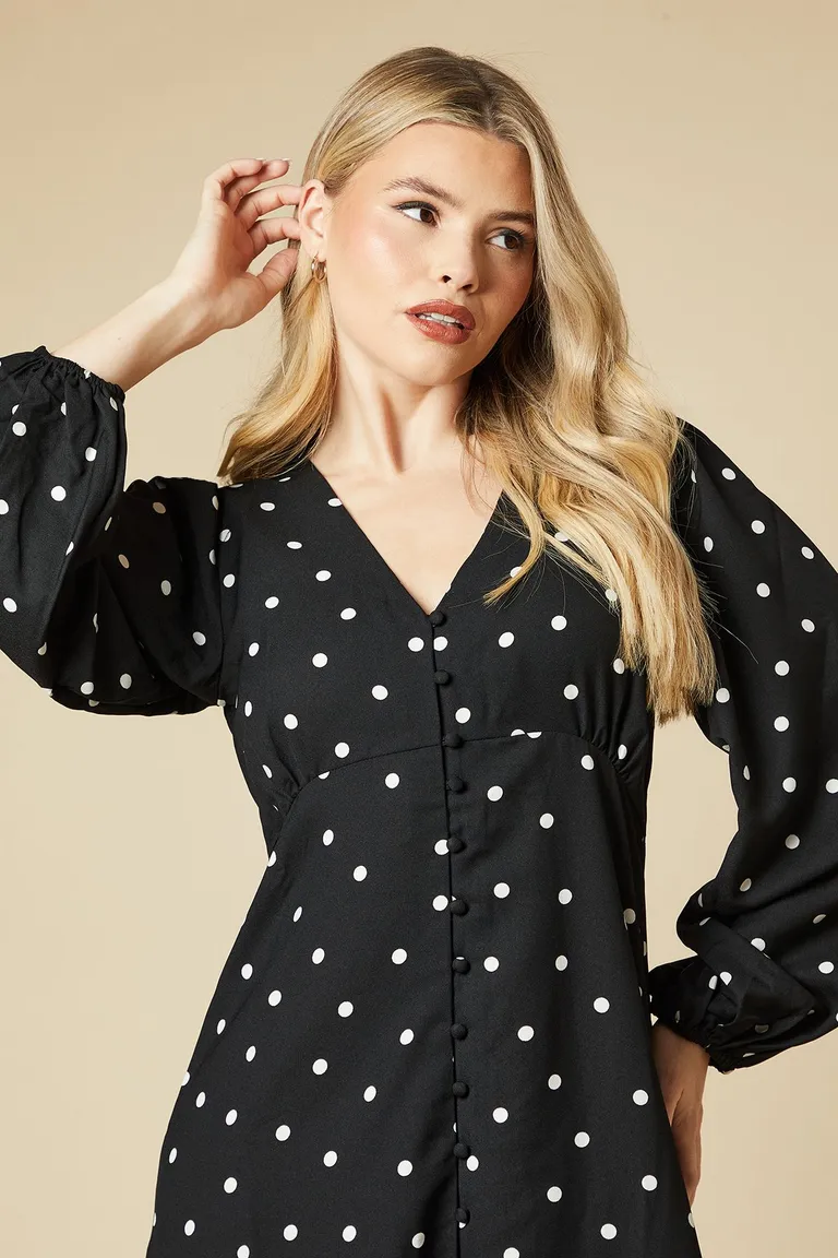 Vestido midi lunares botones de Dorothy Perkins en Vestidos para argentina