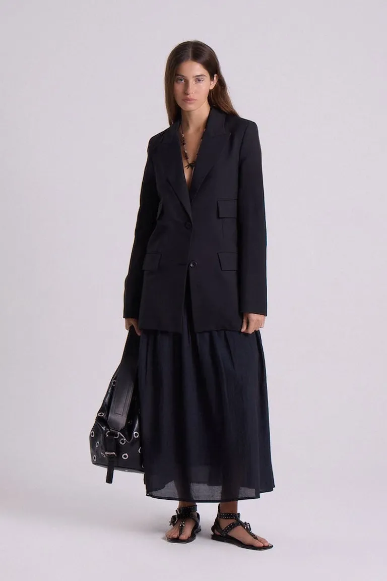 Saco sastrero negro de corte slim con bolsillos plaqué para mujer de Maria Cher en Chaquetas para argentina