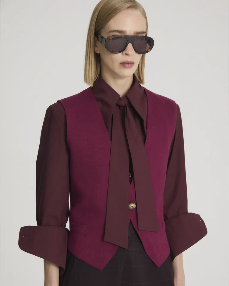 Chaleco sastrero con cuello en v y lazos ajustables en la espalda de Blue Sheep en Chalecos para argentina