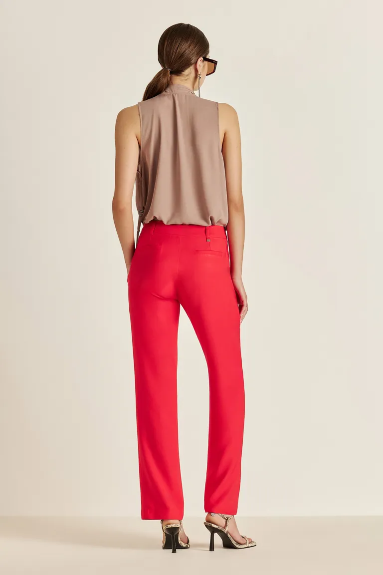 Pantalón de vestir rojo con cierre frontal y corte recto para mujer de Tucci en Pantalones para argentina