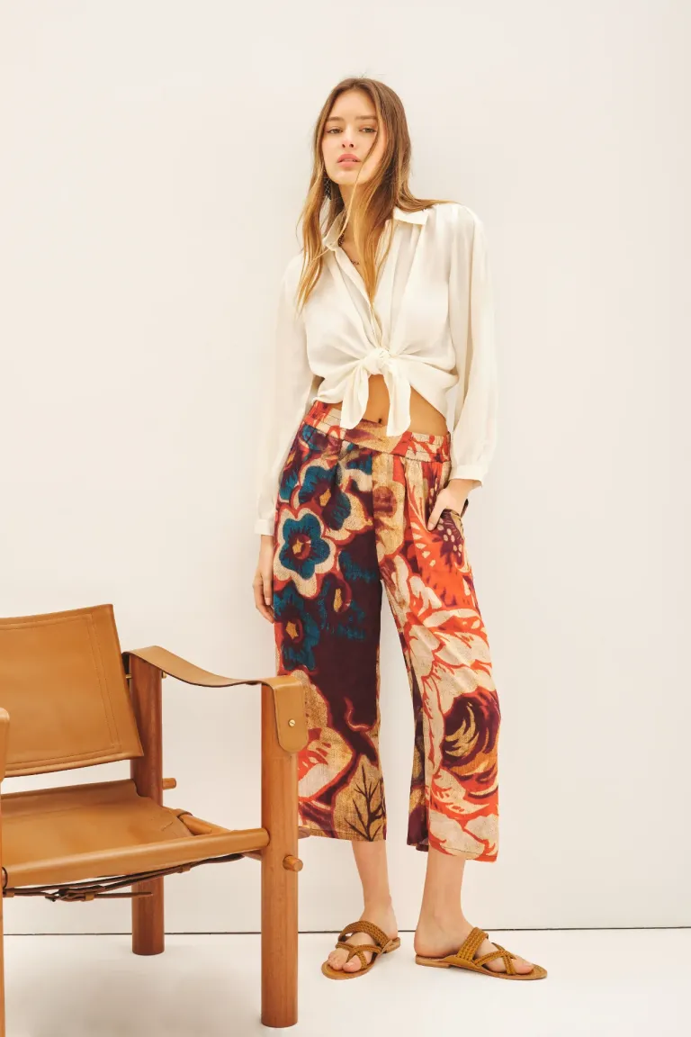 Pantalón estampado de corte regular para mujer, con bolsillos y elástico en la espalda de Rapsodia en Pantalones para argentina