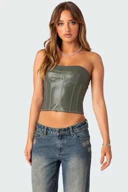 Corset cuero sintético moss de Edikted en Tops para argentina