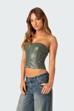 Corset cuero sintético moss de Edikted en Tops para argentina