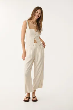 Pantalón culotte con lino de Stradivarius en Pantalones para argentina