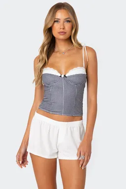 Corset ajedrez encaje peekaboo de Edikted en Tops para argentina