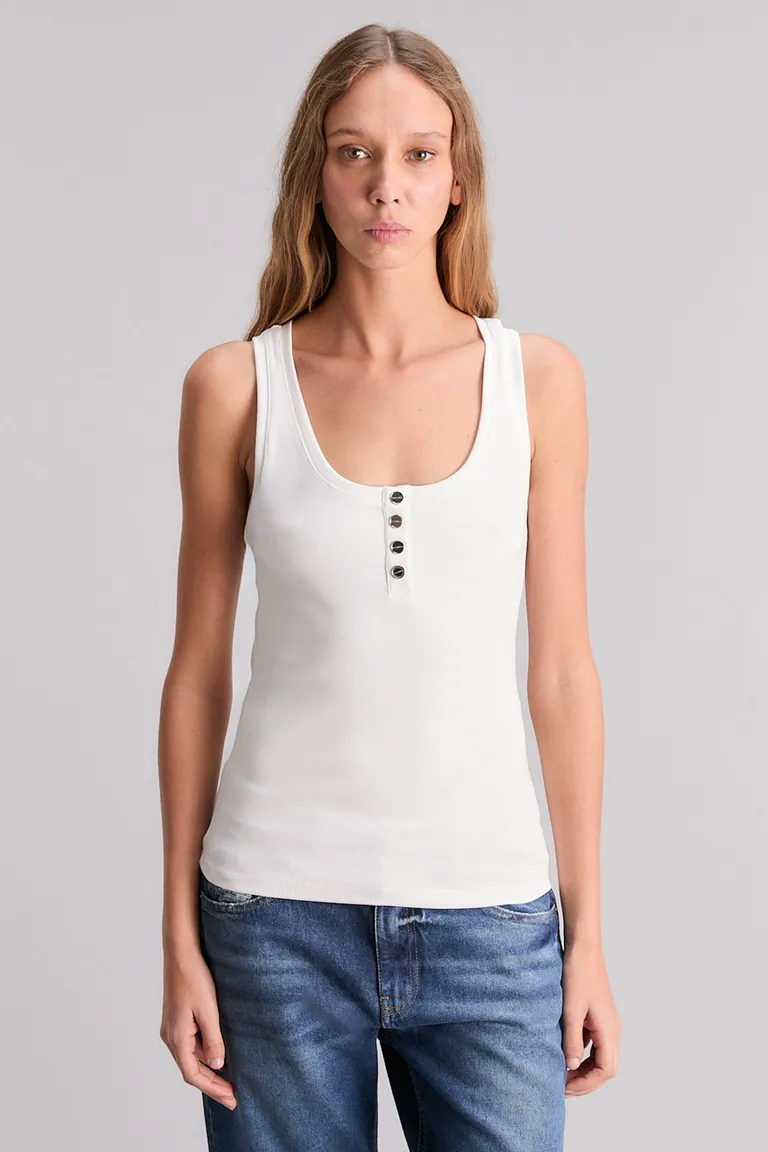 Musculosa blanca sin mangas de diseño minimalista y elegante de Kosiuko en Tops para argentina