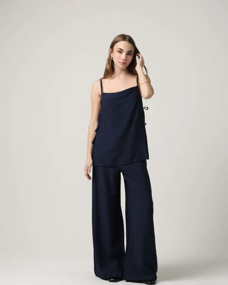 Pantalón Palazzo de Lino y Rayón con Faja Delantera de Hesed en Pantalones para argentina
