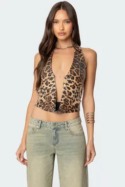 Top lentejuelas estampado leopardo de Edikted en Tops para argentina