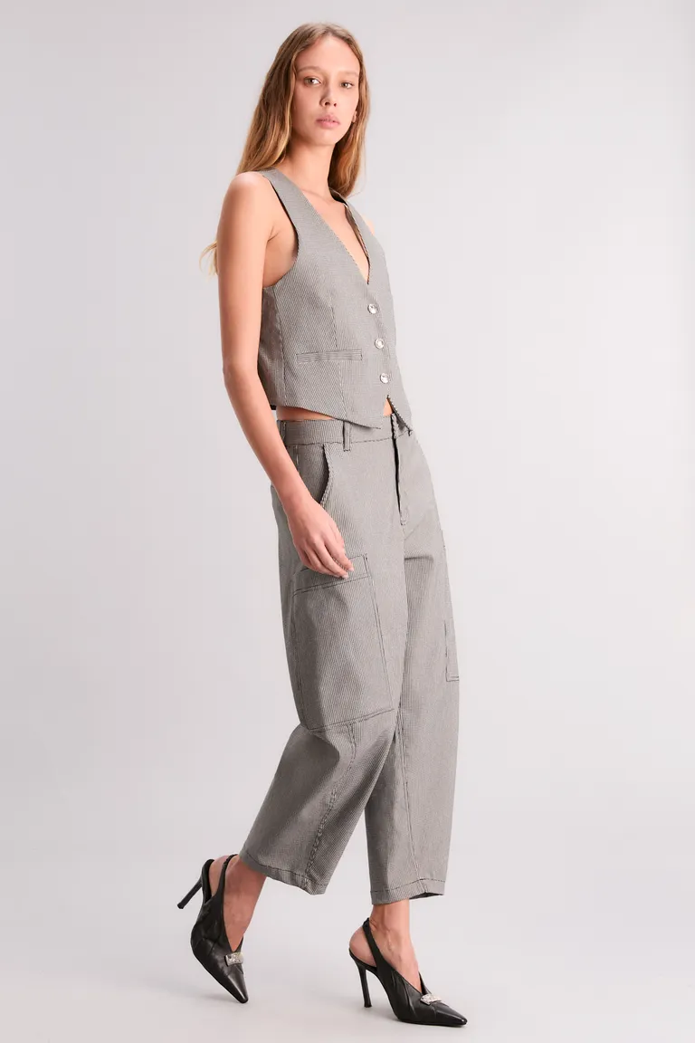 Pantalón de corte barrel en tejido pié de poule para mujer de Kosiuko en Pantalones para argentina