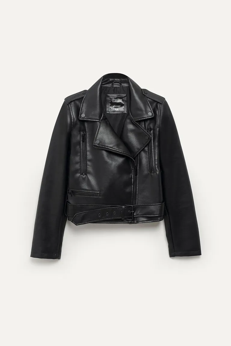 Chaqueta de cuero sintético con cierre y cinturón ajustable para mujer de 47 Street en Chaquetas para argentina