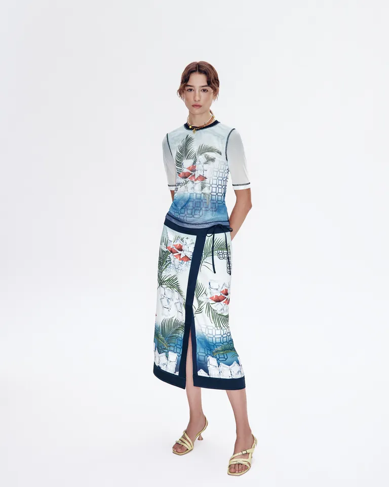 Top estampado tropical de manga larga para mujer de Jazmin Chebar en Tops para argentina