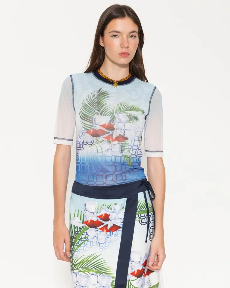 Top estampado tropical de manga larga para mujer de Jazmin Chebar en Tops para argentina