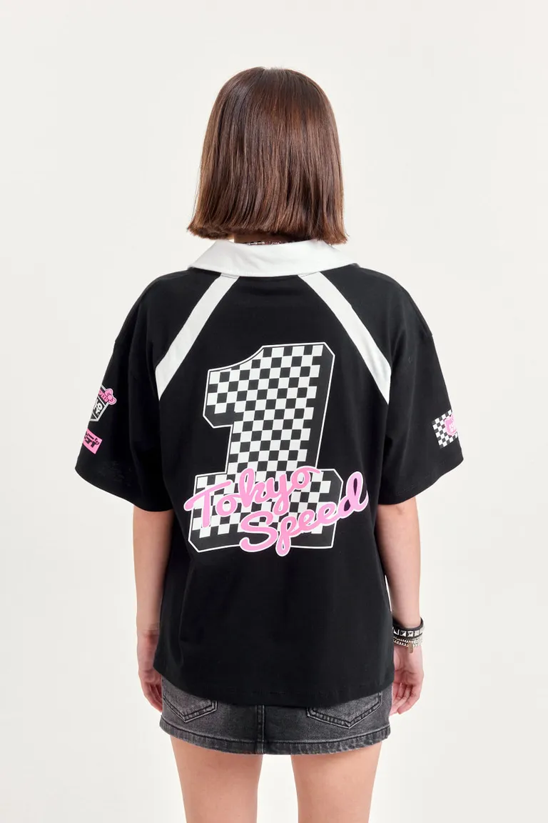 Remera deportiva de manga corta con estampa de Hello Kitty en tono negro de 47 Street en Remeras para argentina