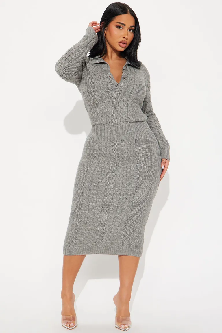 Vestido midi punto trenzado grey de Fashion Nova en Vestidos para argentina