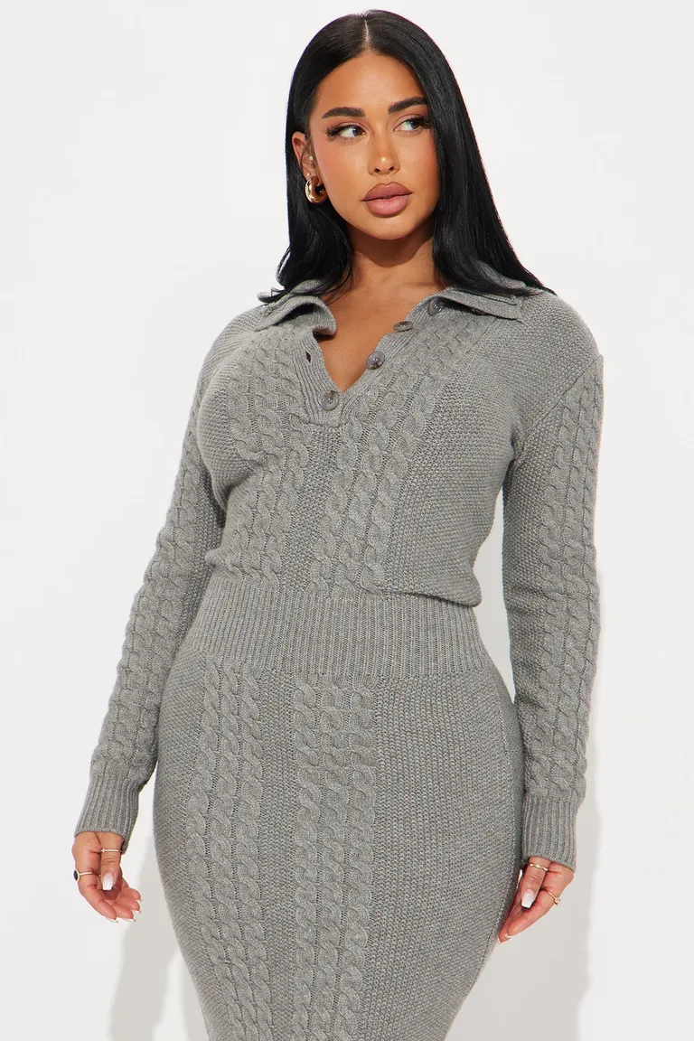 Vestido midi punto trenzado grey de Fashion Nova en Vestidos para argentina