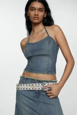 Top denim deshilachado de Mango en Tops para argentina