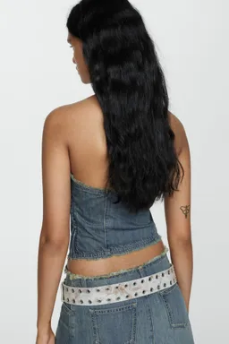 Top denim deshilachado de Mango en Tops para argentina
