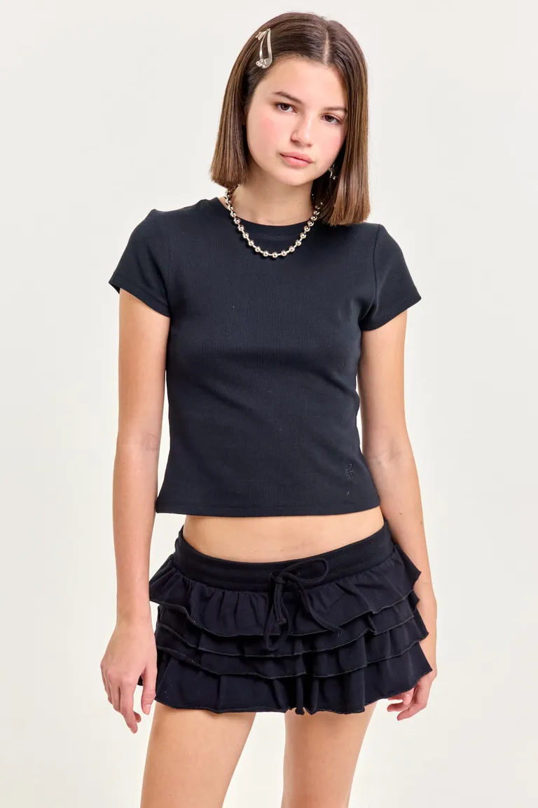 Falda corta de jersey elástico con volados y cintura ajustable de 47 Street en Faldas para argentina