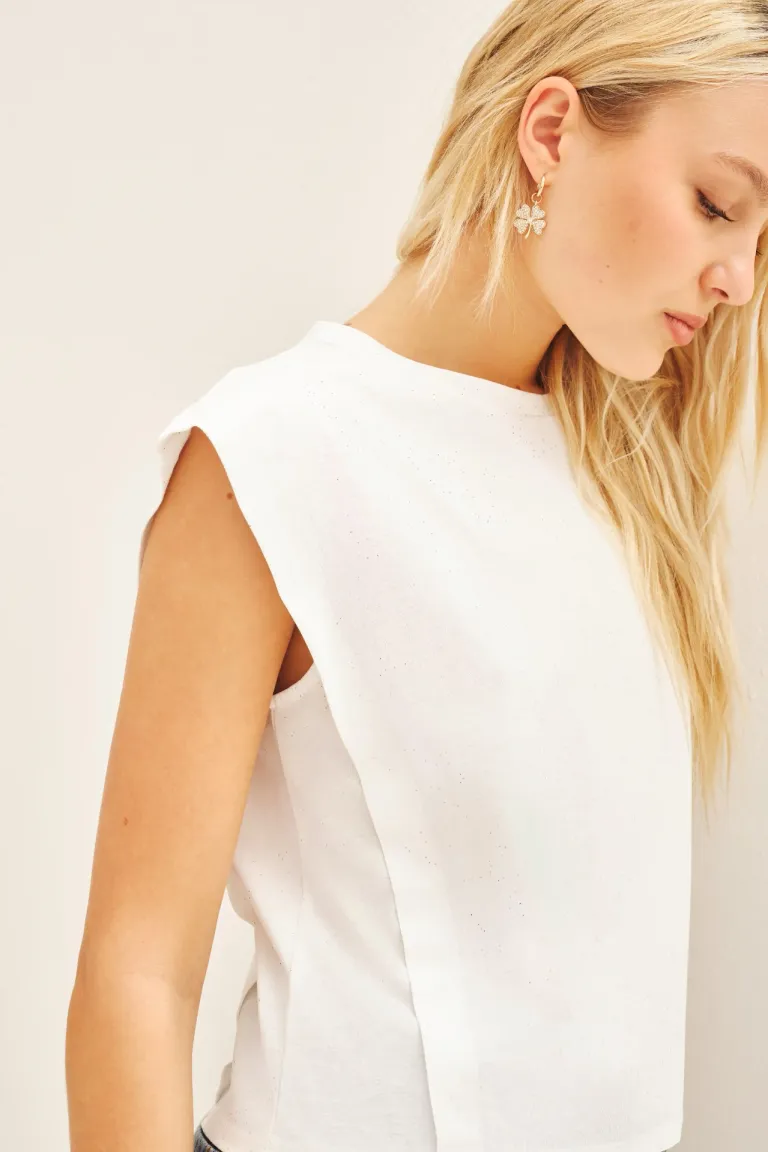 Remera de jersey blanca con detalles brillantes de glitter para mujer de Rapsodia en Remeras para argentina