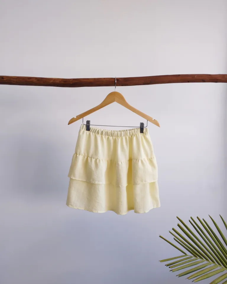 Falda boho de lino texturado con detalle de volado de Lemmon en Faldas para argentina