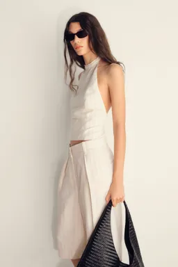 Top halter rayas lino de Mango en Tops para argentina