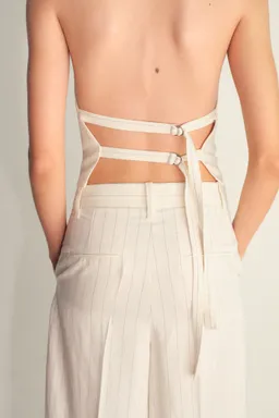Top halter rayas lino de Mango en Tops para argentina