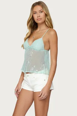 Top babydoll malla lentejuelas de Edikted en Tops para argentina