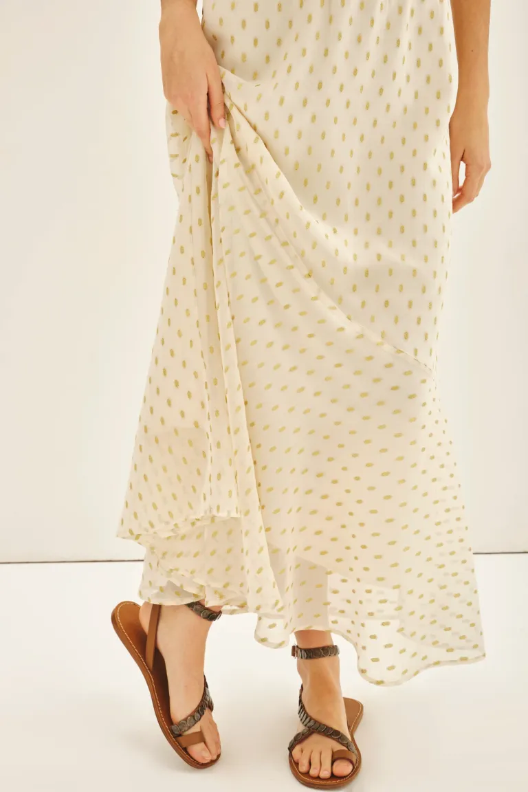 Falda larga tiro alto con acabado metalizado en viscosa de Rapsodia en Faldas para argentina