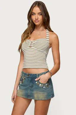 Top halter texturizado rayas lovina de Edikted en Tops para argentina