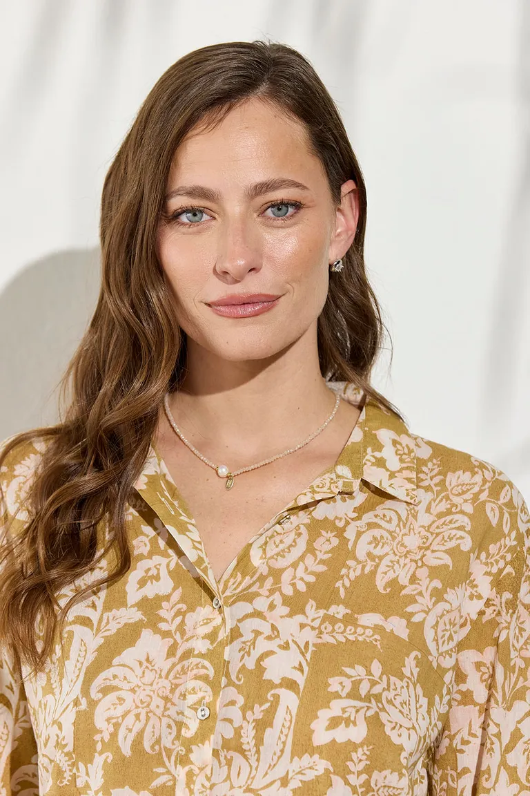 Camisa de manga larga con estampado floral en suave algodón, de corte holgado y cierre de botones de Indiastyle en Camisas para argentina