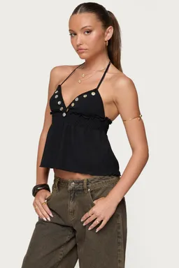 Top halter babydoll iridescente de Edikted en Tops para argentina