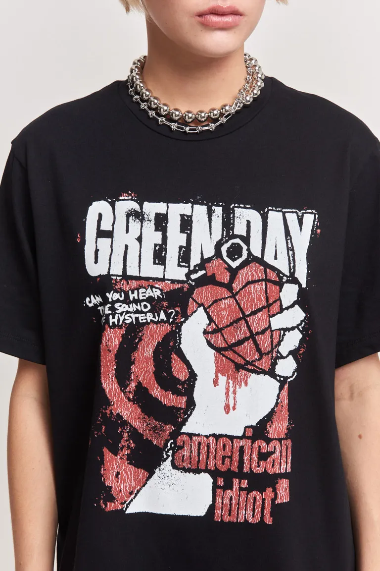 Remera oversize de algodón con estampado de Green Day en tonos oscuros de 47 Street en Remeras para argentina
