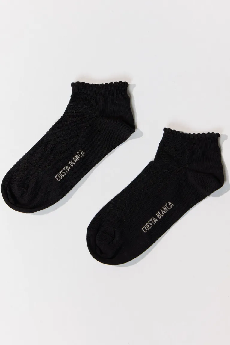 Par de calcetines negros con diseño calado y picot de Cuesta Blanca en Ropa Interior y Medias para argentina