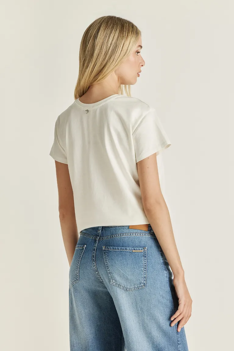 Remera blanca con estampa fotográfica brillante para mujer de Tucci en Remeras para argentina