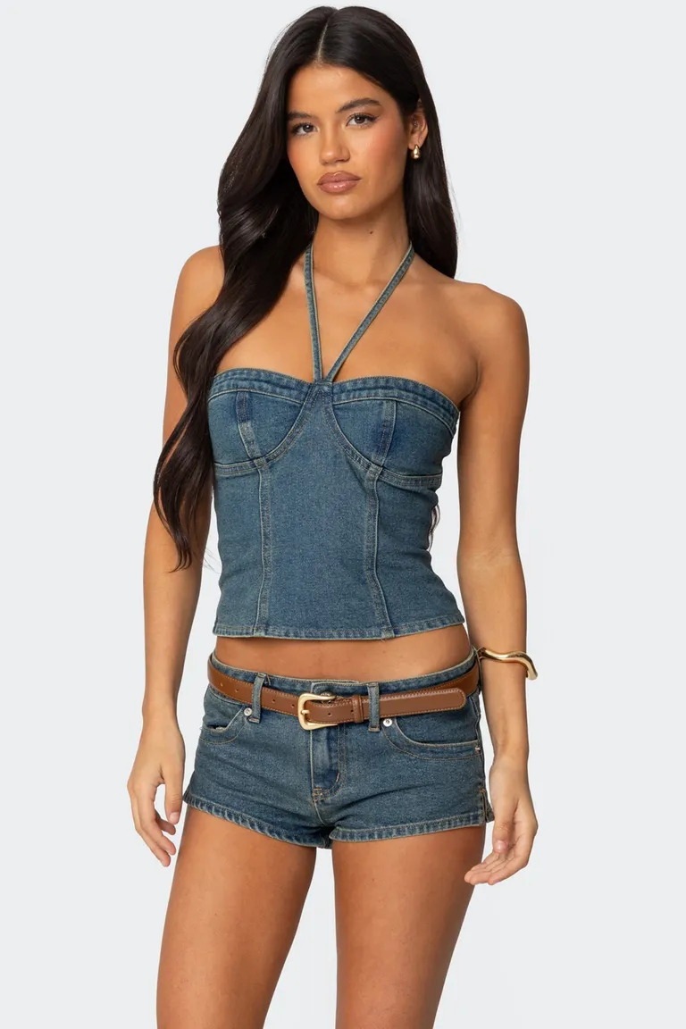 Top halter jagger denim de Edikted en Tops para argentina