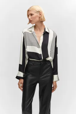 Pantalón recto efecto cuero de Mango en Pantalones para argentina