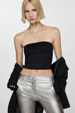 Pantalón flare metalizado de Mango en Pantalones para argentina