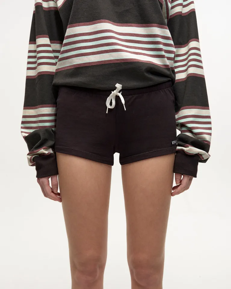 Shorts de algodón negro con detalles de cordón y logo bordado de Ay Not Dead en Shorts para argentina