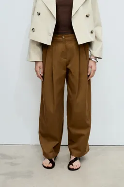 Pantalón wideleg algodón lyocell de Mango en Pantalones para argentina