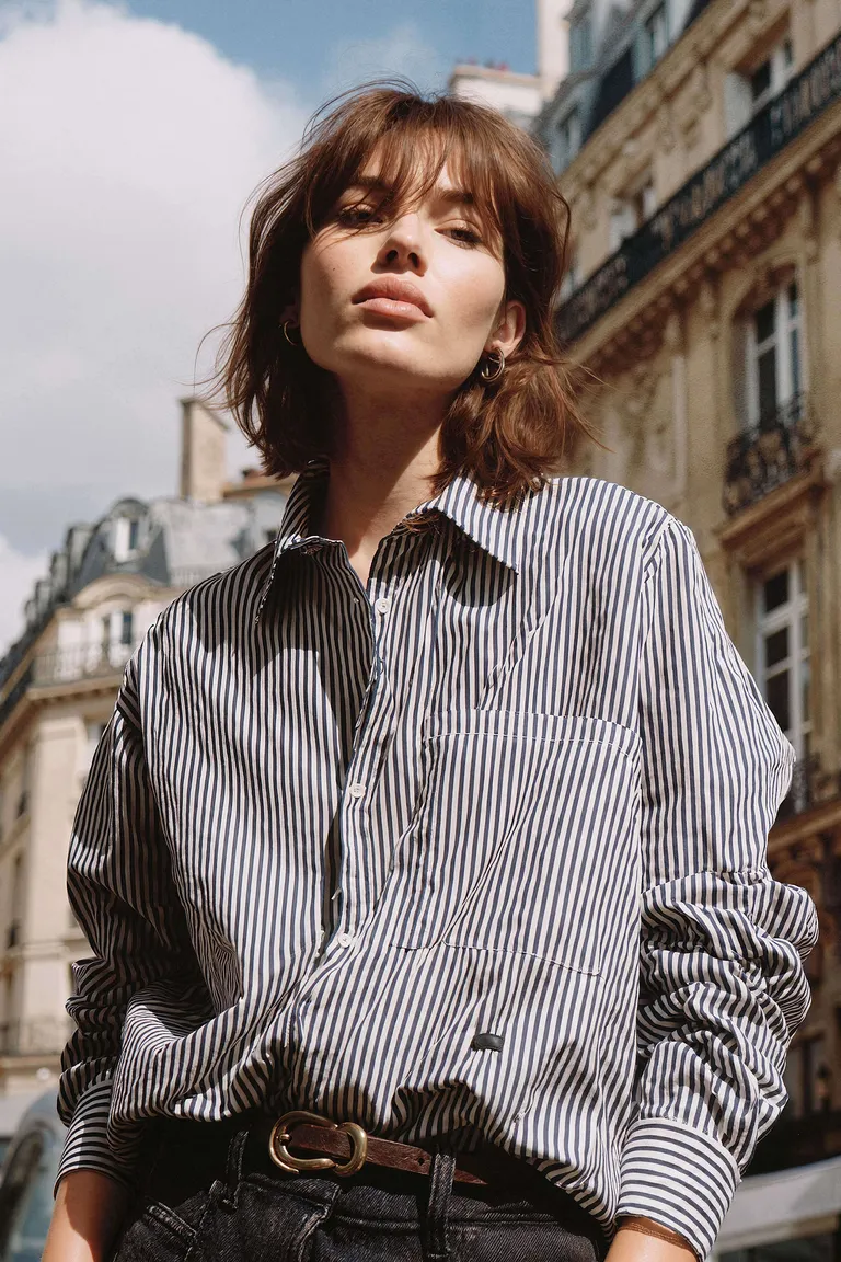 Camisa de Rayas Gris de Corte Regular para Mujer de Maria Cher en Camisas para argentina