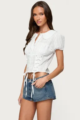 Camisa valera entallada algodón de Edikted en Blusas para argentina