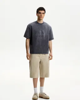 Remera manga corta felpa bordada de Bershka en Remeras y Polos para argentina