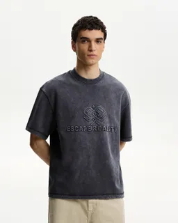 Remera manga corta felpa bordada de Bershka en Remeras y Polos para argentina